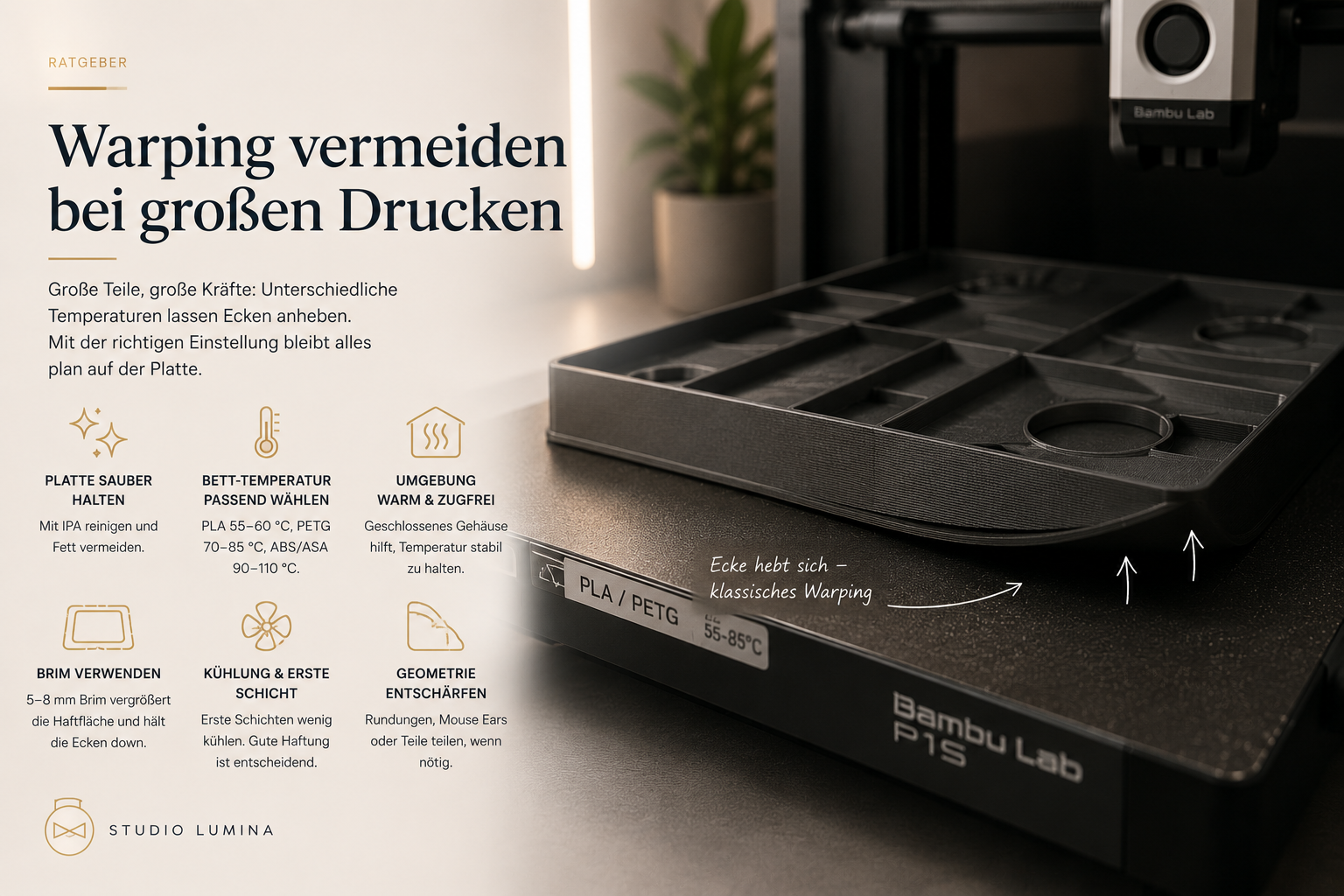 Warping vermeiden bei großen Drucken