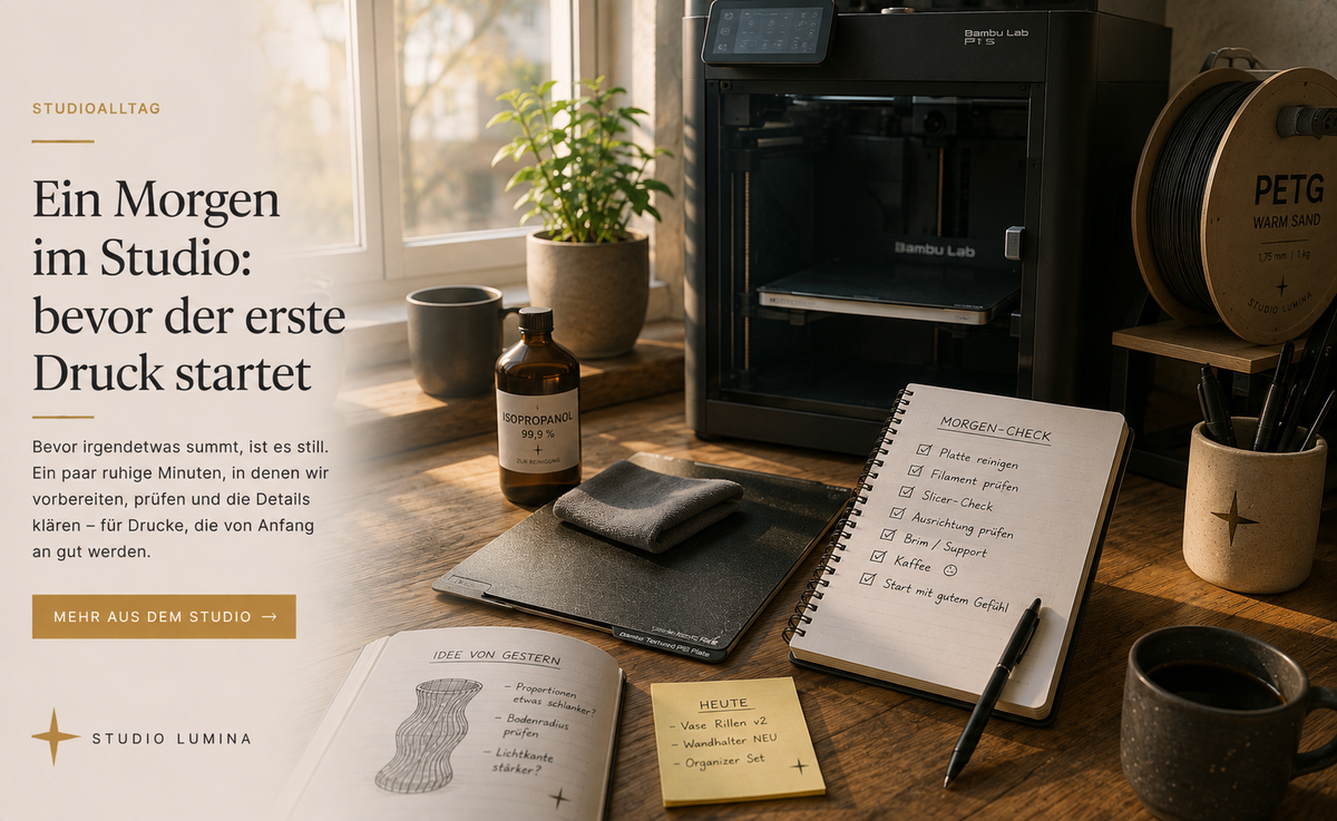 Ein Morgen im Studio: bevor der erste Druck startet